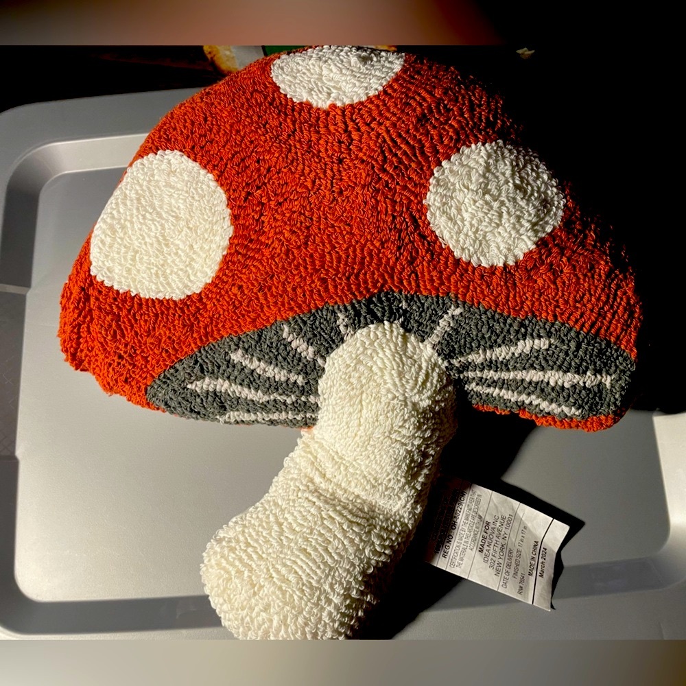 Mushroom Shaped Pillow - Red and White